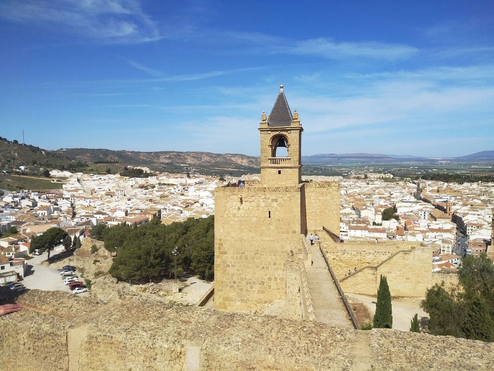 The walls and belltower of Alcazaba of Antequera