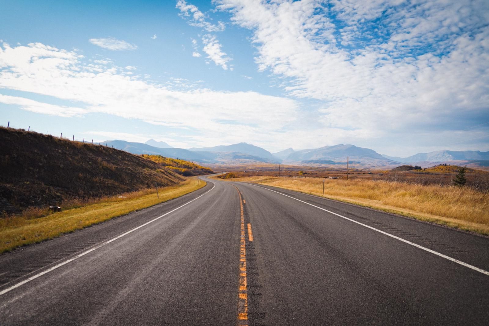 Open desert road in California
