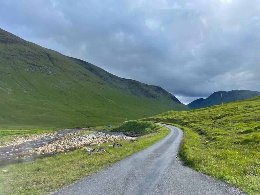 A single-track road in the Highlands
