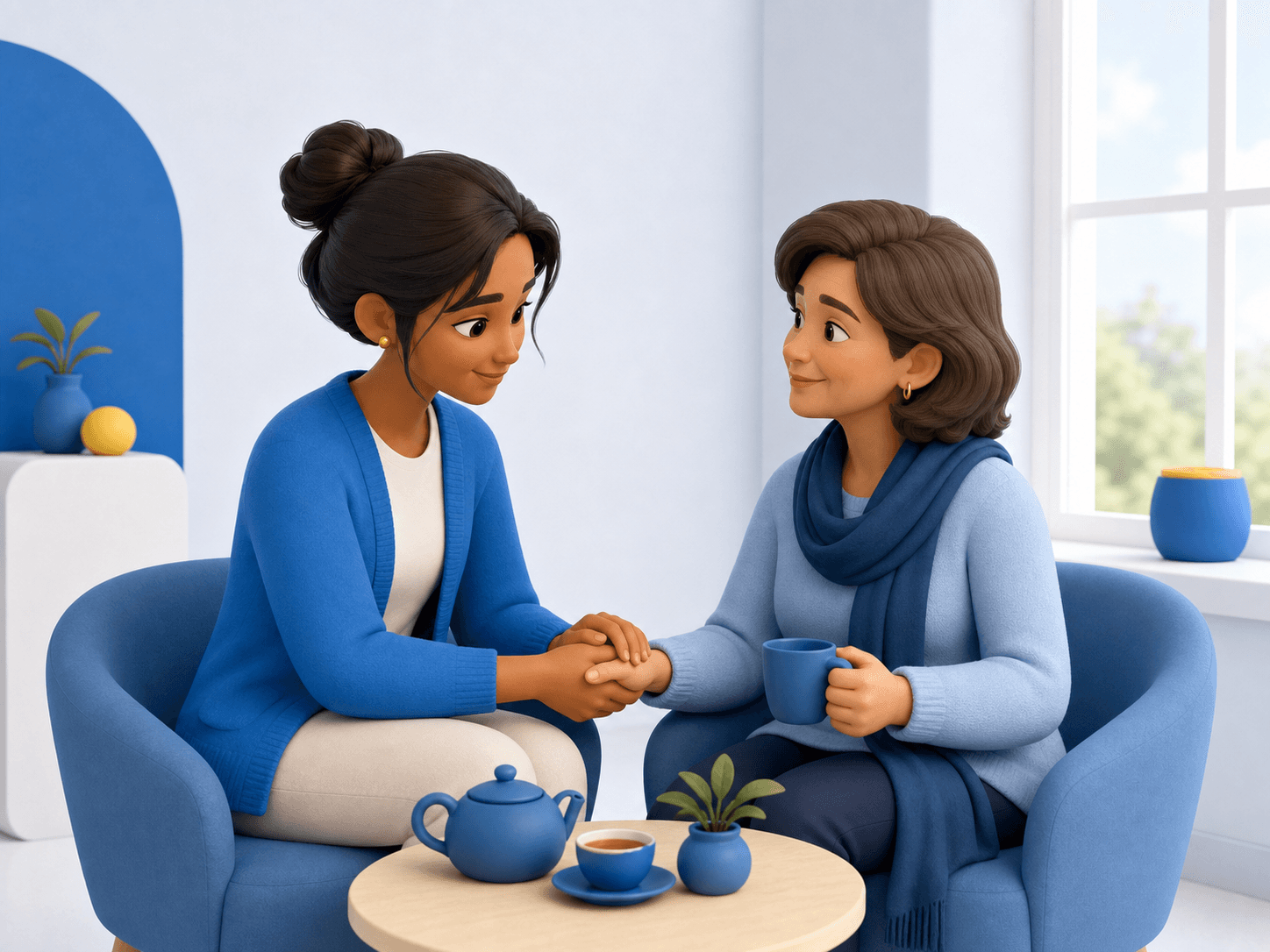 3d illustration of woman talking with a patient