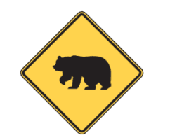 a road sign warning of bears in the United States