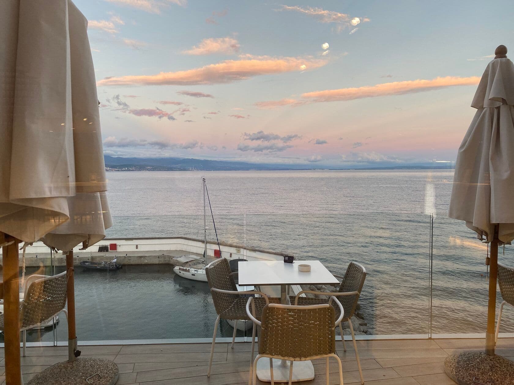 A scenic dinner setting on a lake in Hungary