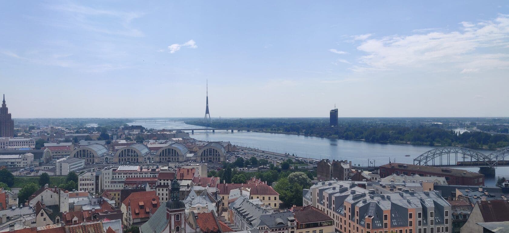 A view of the tv tower in Riga, Latvia from the Old Town
