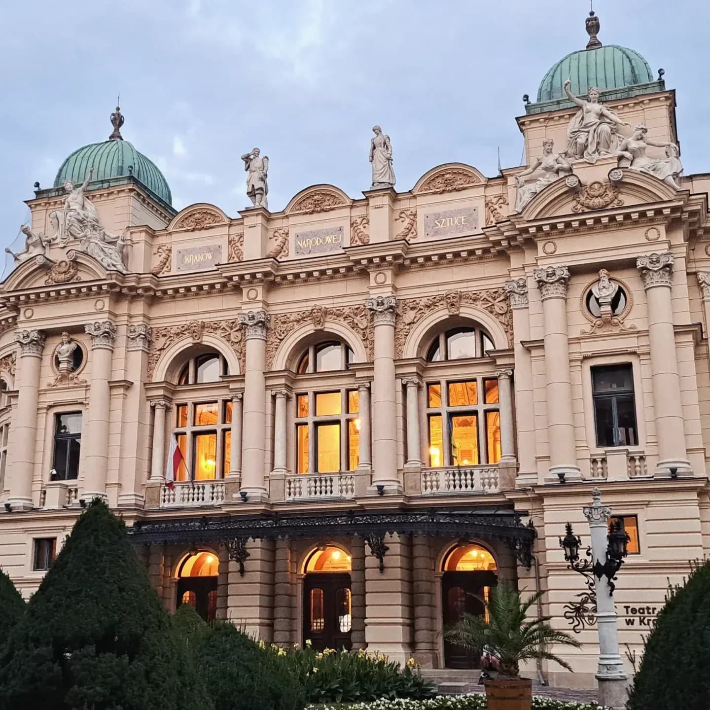 The Juliusz Słowacki Theatre in Warsaw on a summer evening